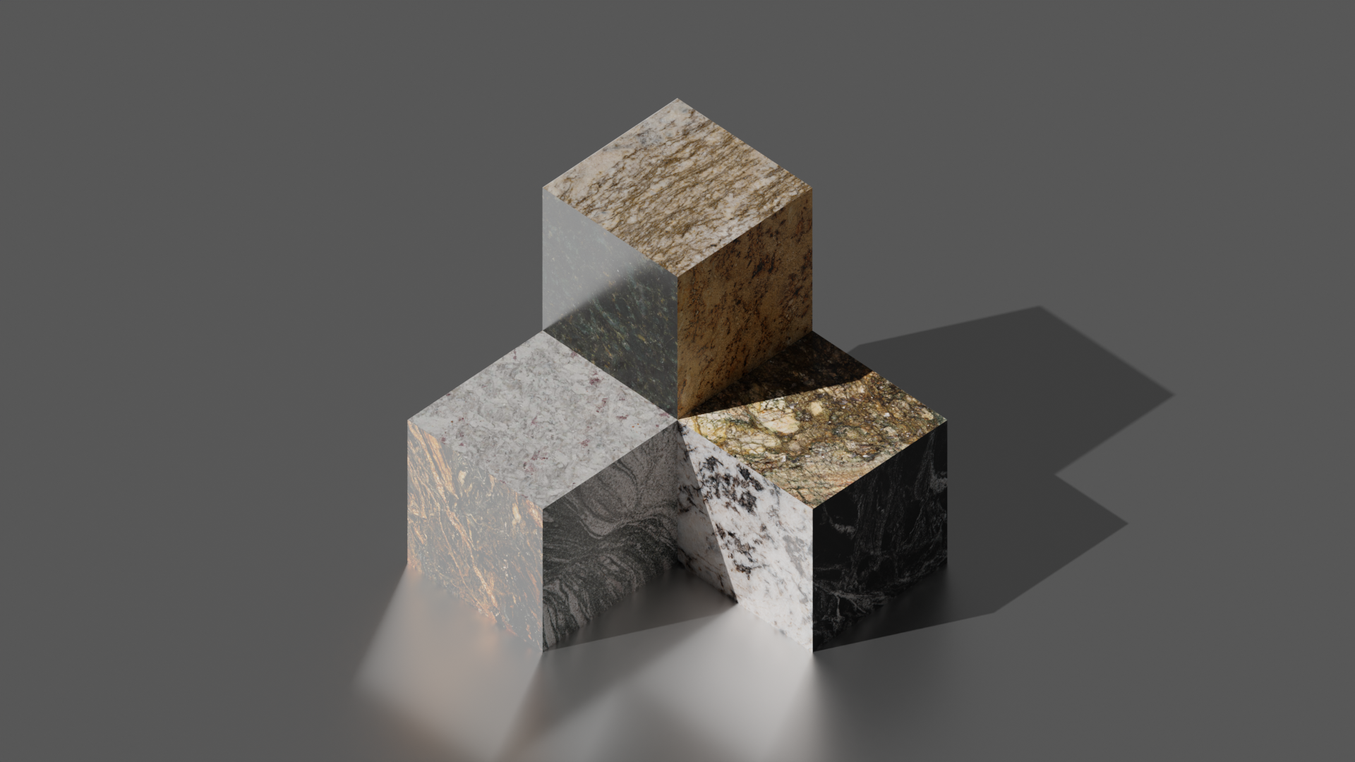 3D Render of Granite Cubes