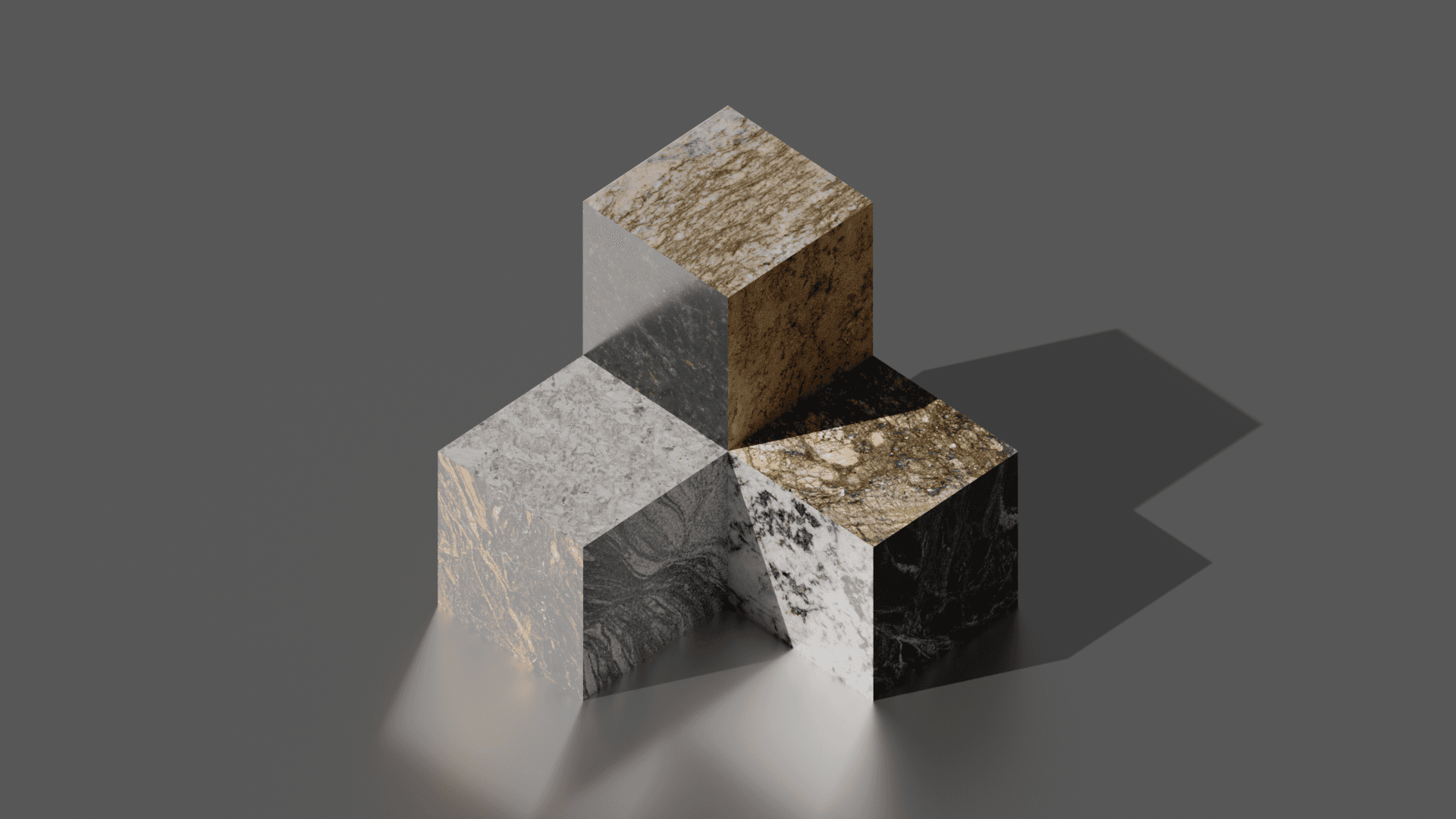 3D Render of Granite Cubes